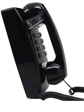 Global Sources Black Corded Wall Phone - Traditional Analog Telephone
